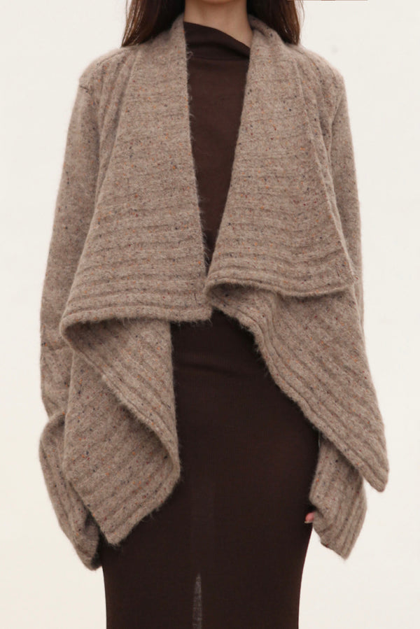 OUDE WAAG Fall/Winter 2025 Chunky Ribbed Knit Cardigan OW-OW-25AW-KT10A2GY830-KWH Mineral Grey